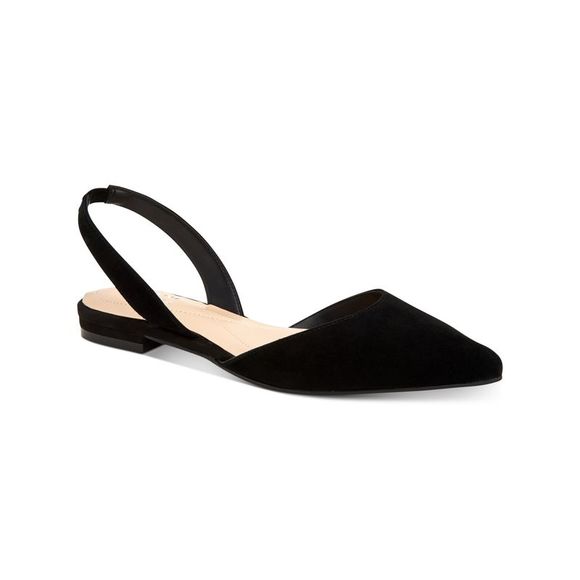 ALFANI Shoes - ALFANI Womens Black Slingback Ryann Toe Block Heel Slip On Leather Flats 5.5 M